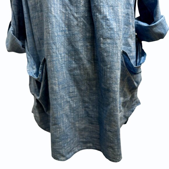 Seafolly Australia Boyfriend Beach‎ Shirt Cover-Up XS Chambray Blue Tunic - Picture 7 of 12